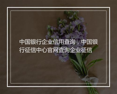 中国银行企业信用查询，中国银行征信中心官网查询企业征信