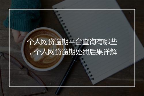个人网贷逾期平台查询有哪些，个人网贷逾期处罚后果详解