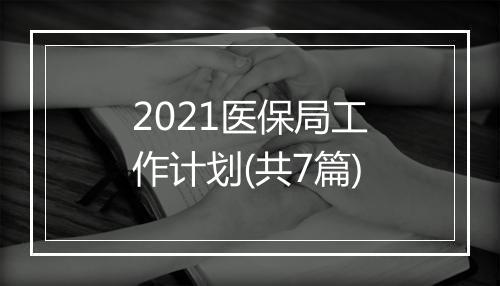 2021医保局工作计划(共7篇)