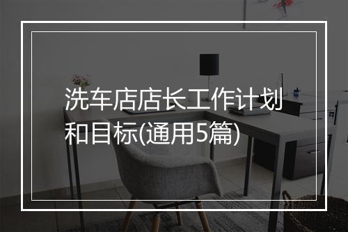 洗车店店长工作计划和目标(通用5篇)