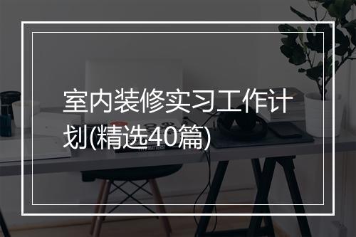 室内装修实习工作计划(精选40篇)