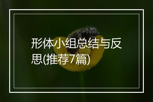形体小组总结与反思(推荐7篇)