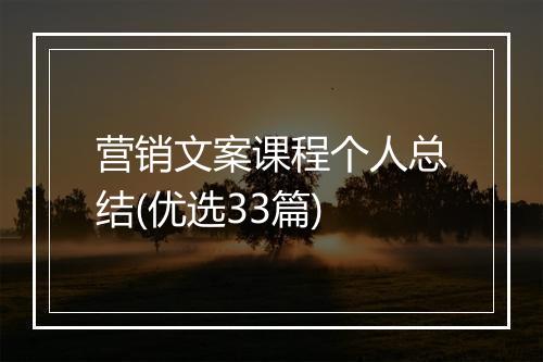 营销文案课程个人总结(优选33篇)