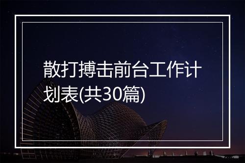 散打搏击前台工作计划表(共30篇)