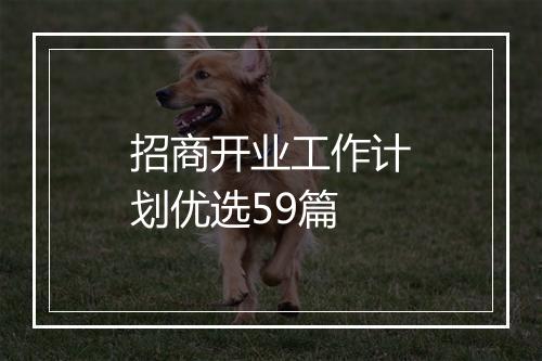 招商开业工作计划优选59篇