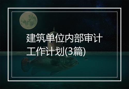 建筑单位内部审计工作计划(3篇)
