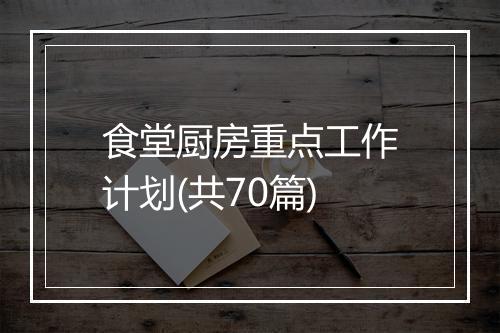 食堂厨房重点工作计划(共70篇)