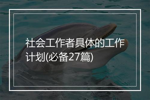 社会工作者具体的工作计划(必备27篇)
