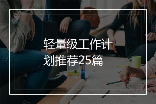 轻量级工作计划推荐25篇