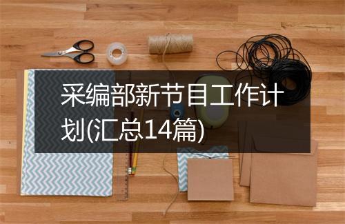 采编部新节目工作计划(汇总14篇)