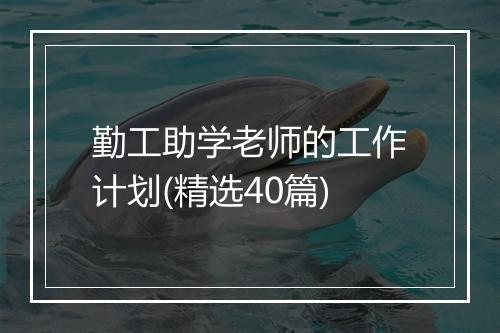 勤工助学老师的工作计划(精选40篇)