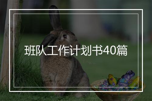 班队工作计划书40篇