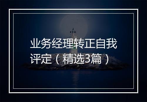 业务经理转正自我评定（精选3篇）