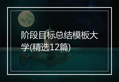阶段目标总结模板大学(精选12篇)