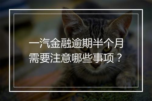 一汽金融逾期半个月需要注意哪些事项？