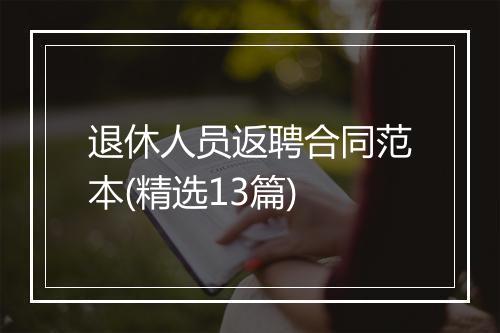 退休人员返聘合同范本(精选13篇)
