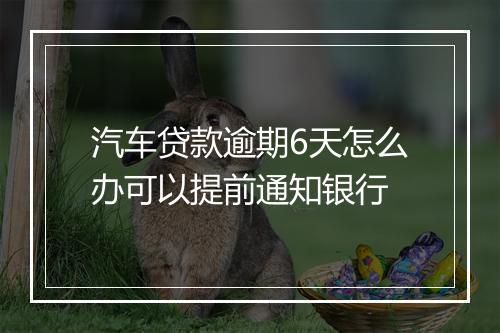 汽车贷款逾期6天怎么办可以提前通知银行