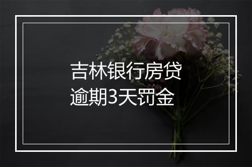 吉林银行房贷逾期3天罚金
