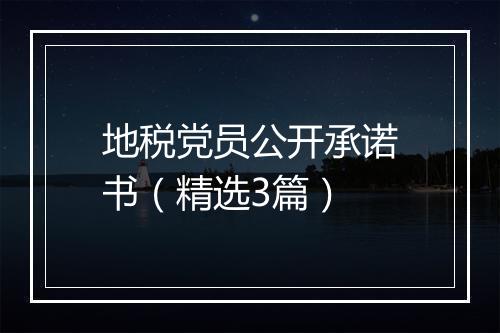 地税党员公开承诺书（精选3篇）