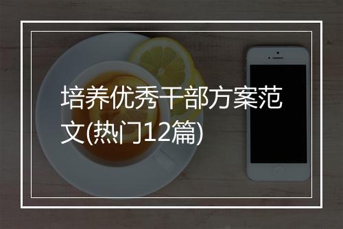 培养优秀干部方案范文(热门12篇)