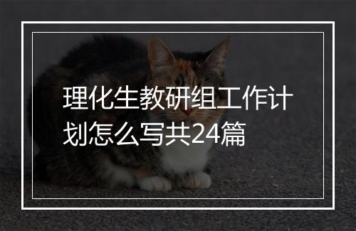 理化生教研组工作计划怎么写共24篇