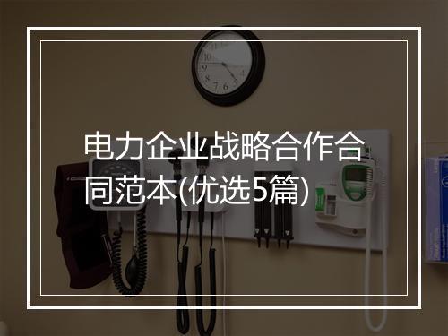 电力企业战略合作合同范本(优选5篇)