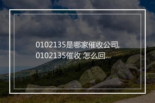 0102135是哪家催收公司,0102135催收 怎么回事
