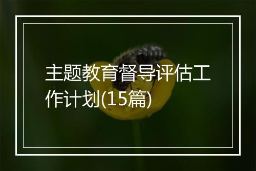 主题教育督导评估工作计划(15篇)