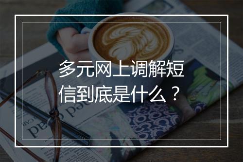 多元网上调解短信到底是什么？