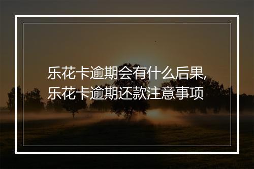 乐花卡逾期会有什么后果,乐花卡逾期还款注意事项