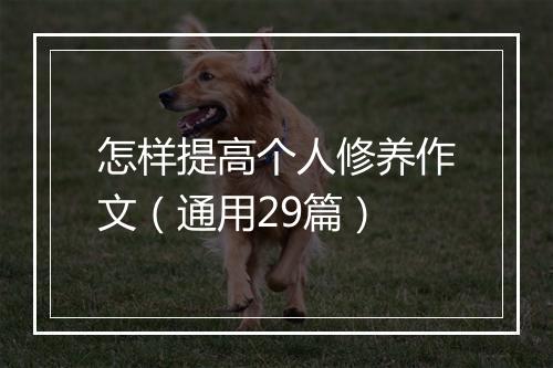 怎样提高个人修养作文（通用29篇）