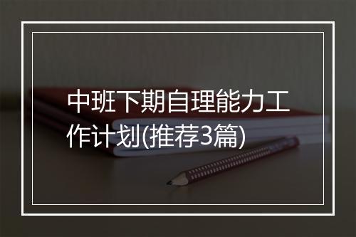 中班下期自理能力工作计划(推荐3篇)