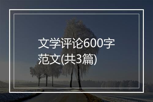 文学评论600字范文(共3篇)