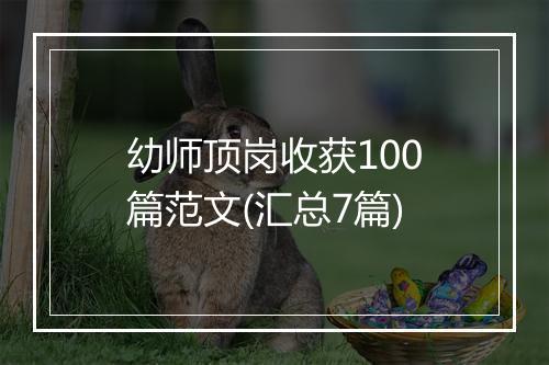 幼师顶岗收获100篇范文(汇总7篇)