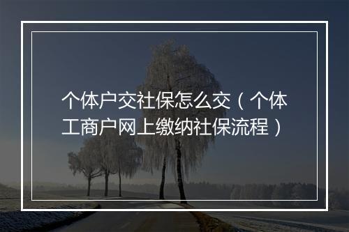 个体户交社保怎么交（个体工商户网上缴纳社保流程）