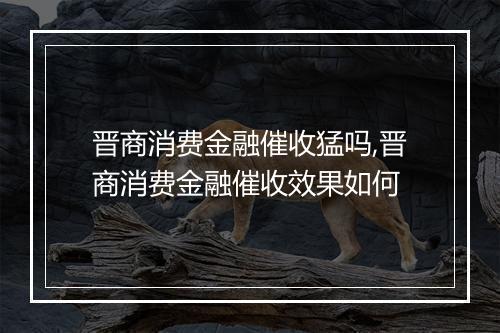 晋商消费金融催收猛吗,晋商消费金融催收效果如何