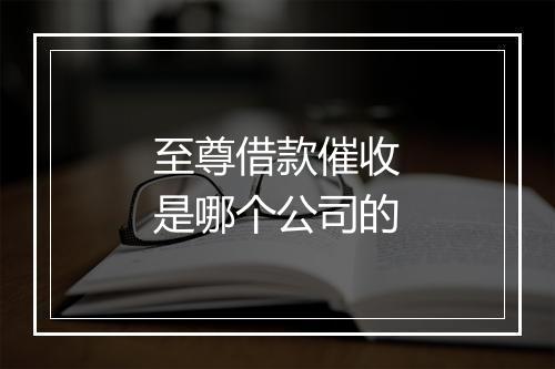至尊借款催收是哪个公司的