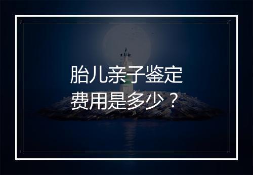 胎儿亲子鉴定费用是多少？