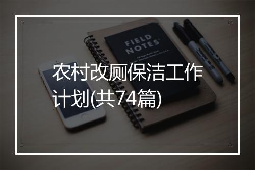 农村改厕保洁工作计划(共74篇)