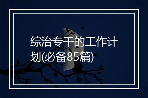 综治专干的工作计划(必备85篇)
