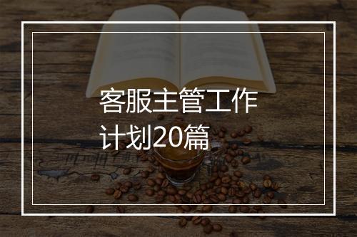 客服主管工作计划20篇