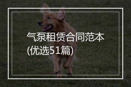气泵租赁合同范本(优选51篇)