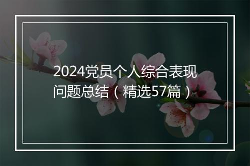 2024党员个人综合表现问题总结（精选57篇）