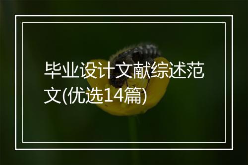 毕业设计文献综述范文(优选14篇)