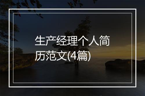 生产经理个人简历范文(4篇)