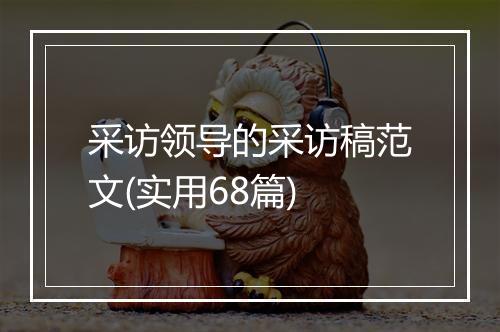 采访领导的采访稿范文(实用68篇)