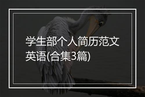 学生部个人简历范文英语(合集3篇)