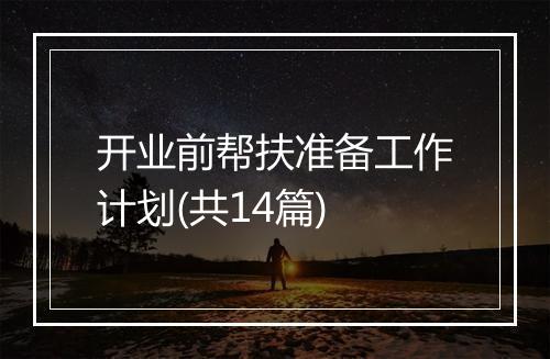 开业前帮扶准备工作计划(共14篇)
