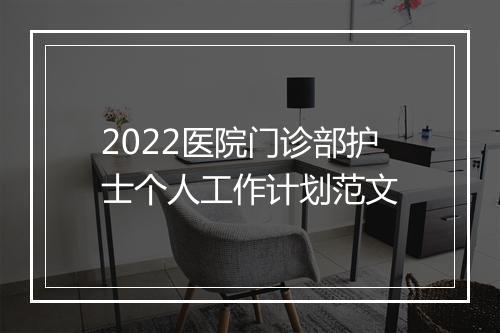 2022医院门诊部护士个人工作计划范文