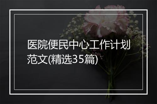 医院便民中心工作计划范文(精选35篇)